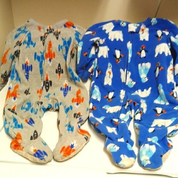🩷CHILD OF MINE Footie one piece pajamas. Set of 2 for 12M - Picture 1 of 6